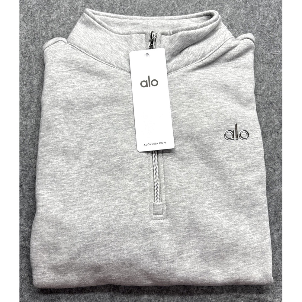 Alo Yoga Accolade 1/4 Zip Hoodie Grey Mens Size Large Heather Gray